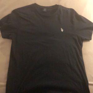 Black Polo T-Shirt with White Logo. Size Medium